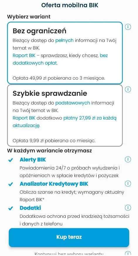 Oferta mobilna BIK