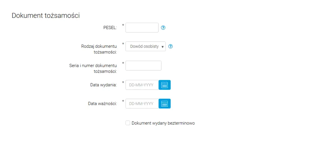 Dokument tożsamości - rejestracja BIK